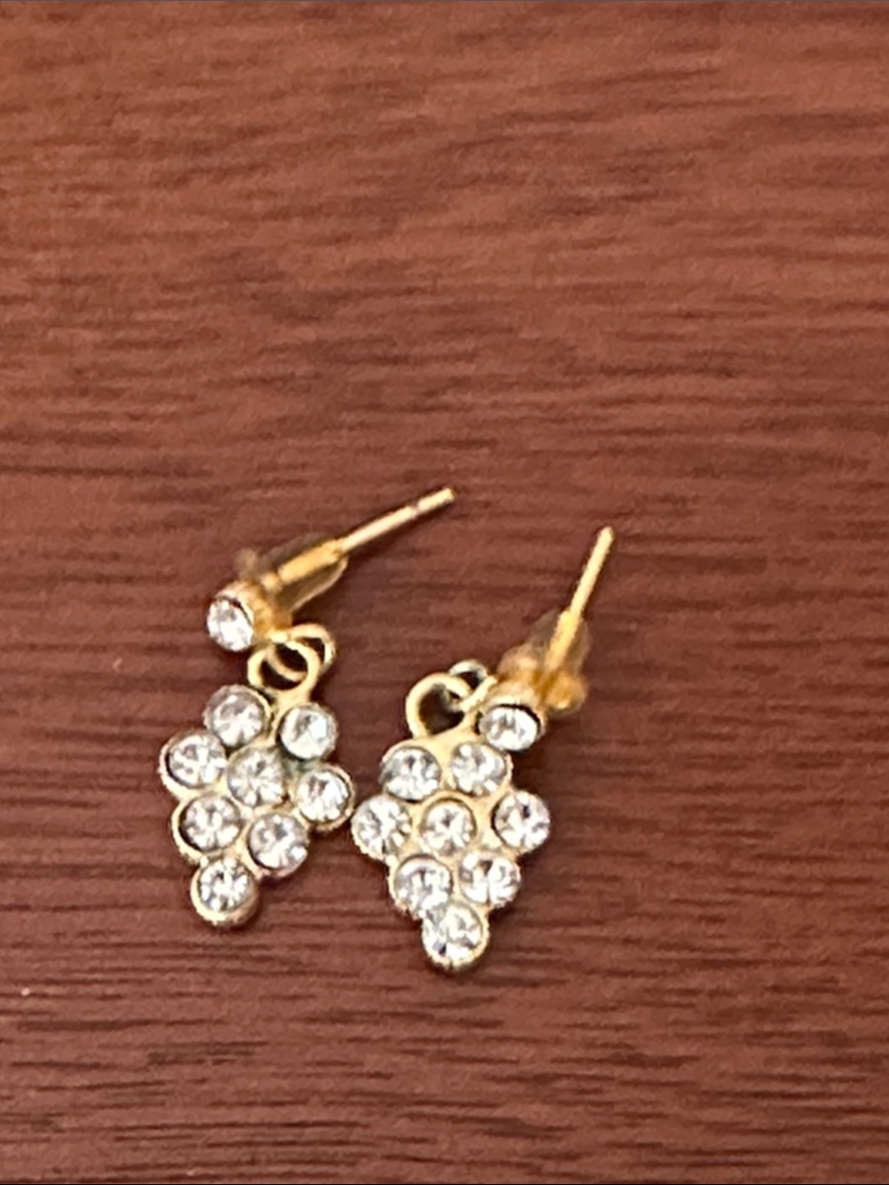 Fashion Jewelry Gold Crystal Cluster Drop Earrings - White Stones